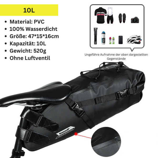 Rhinowalk 5/10/13L wasserdichte Satteltasche Fahrradtasche Sportsatteltasche für Rennrad Mountainbike - Aufbewahrungstasche mit elastischem Kordelzug - campiix
