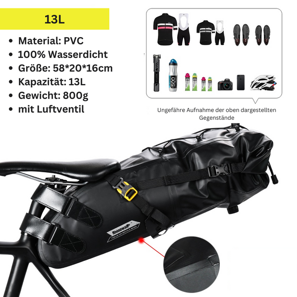 Rhinowalk 5/10/13L wasserdichte Satteltasche Fahrradtasche Sportsatteltasche für Rennrad Mountainbike - Aufbewahrungstasche mit elastischem Kordelzug - campiix