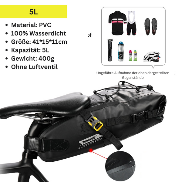 Rhinowalk 5/10/13L wasserdichte Satteltasche Fahrradtasche Sportsatteltasche für Rennrad Mountainbike - Aufbewahrungstasche mit elastischem Kordelzug - campiix