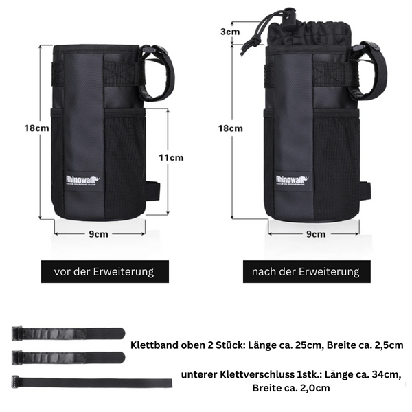 Rhinowalk isolierter Fahrrad Flaschenhalter, Getränkehalter Fahrrad, Wasserflaschenhalter,  Trinkflaschenhalter Fahrrad mit Netztaschen für MTB, Rennräder,  Rollstuhl, Getränkehalter für Kinderwagen - campiix